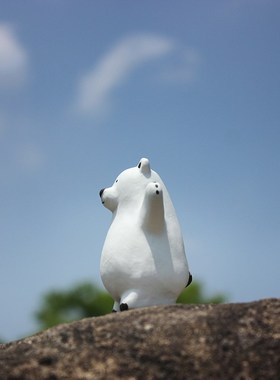 后山物语陶瓷摆件北极熊家装桌面礼物装饰品虎年醒狮治愈创意小器