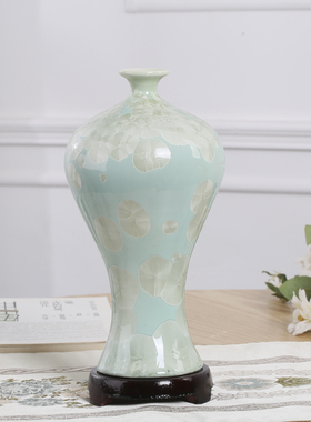 好货景德镇陶瓷结晶釉三色插花花瓶现代中式客厅办公室桌面装饰品