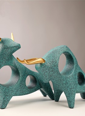 速发牛酒品天生肖牛工艺品一对轻奢家居客厅气柜装饰冲小摆件