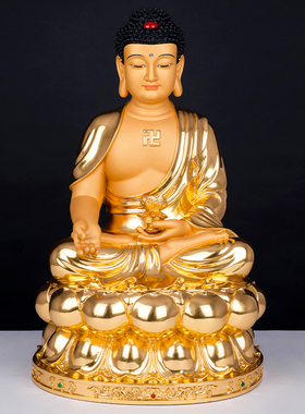 速发铜贴金西方三圣菩像纯铜阿弥陀佛像观音神萨家用坐莲