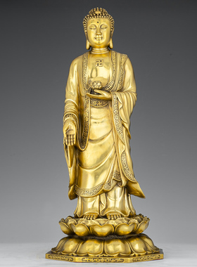 速发纯铜西三方圣佛阿像弥陀佛大势至菩萨观音佛像家用供奉摆件