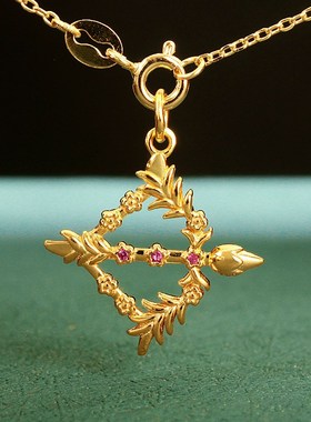 S925纯银镀金卡子吊坠藏式作明佛爱神之箭 情侣项链法器花蔓箭
