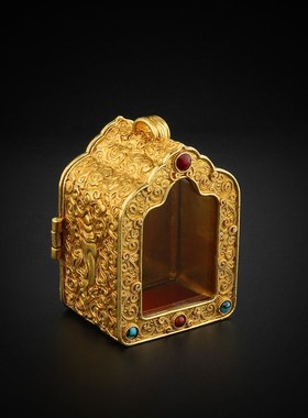 藏式纯铜佛龛嘎乌盒吊坠搭配小佛像随身挂件平安复古盒子项链