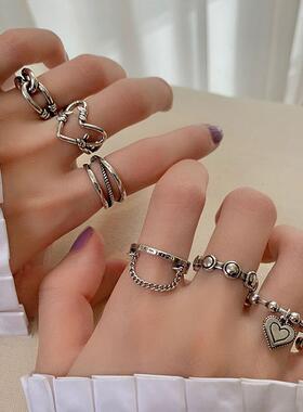 好货Chain ring seven piece ring set women欧美链条戒指女套装7
