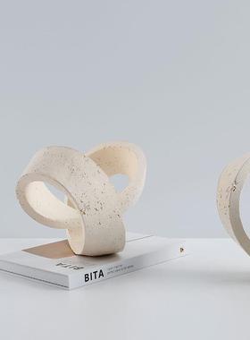 简约现代仿洞石几何环形摆件创意抽象艺术样板间客厅电视柜装饰品