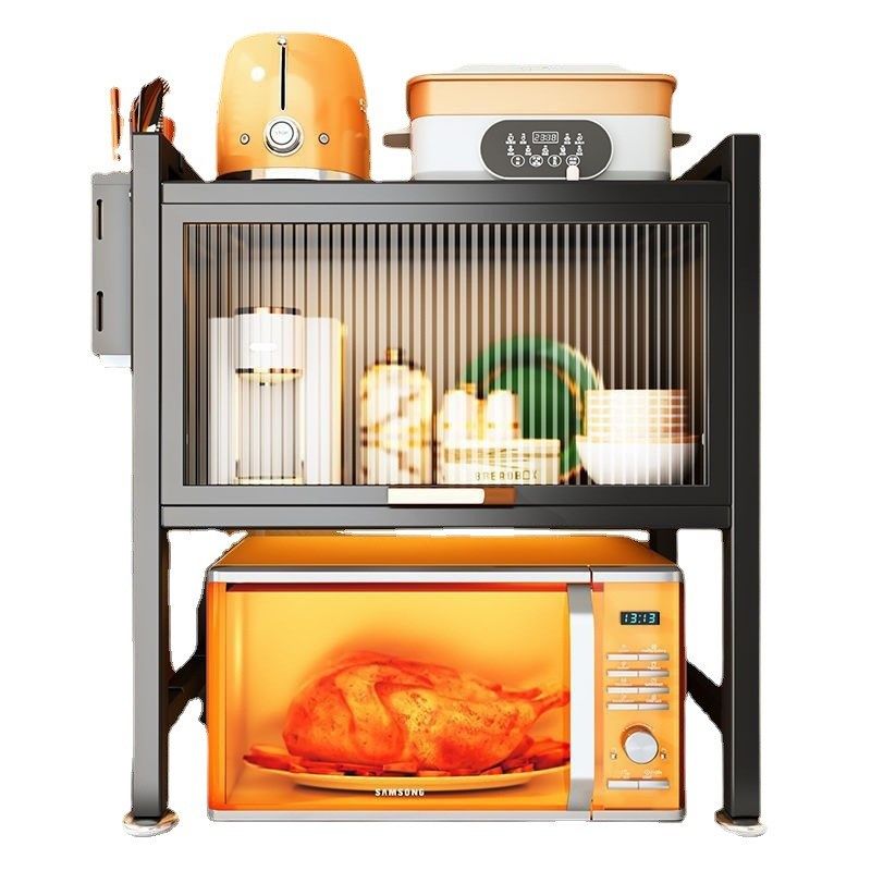 厨房微波炉置物架多层台面防尘橱柜碗柜家用多功能烤箱碗碟收纳架,淘宝优惠券,粉丝福利购,淘宝优惠卷