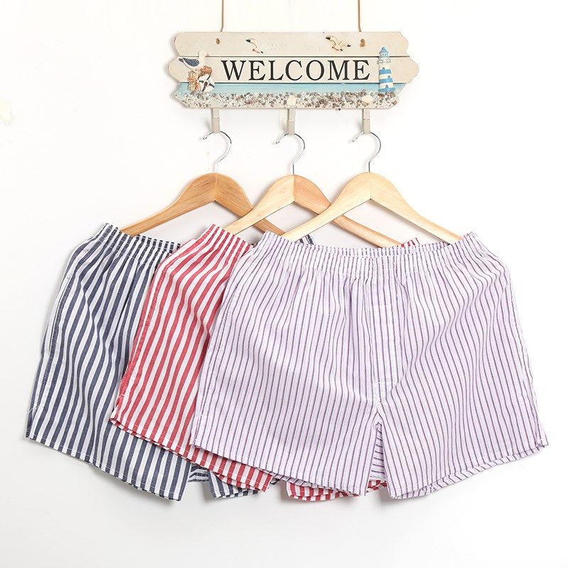 阿罗裤男士内裤加大码平角纯棉内裤男宽松四角裤头居家短睡裤条纹,淘宝优惠券,粉丝福利购,淘宝优惠卷