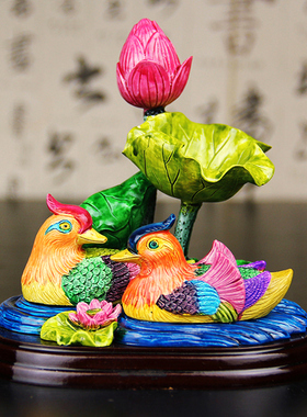 速发荷花一鸯摆件鸳对结装礼物家居卧室床头婚饰创意饰品