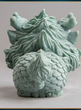 速发青砂石式缸假山造景中鱼火麒麟办公家居创摆精品国潮桌面茶宠