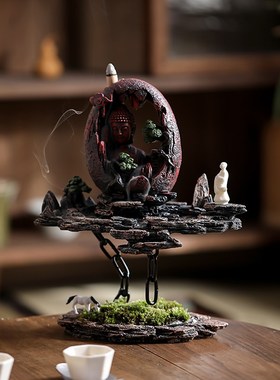 速发如来悬空倒炉香流禅意摆件家用室内檀香沉香创意香薰炉客厅装