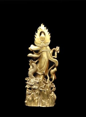 速发纯铜九菩观音童子摆件客厅居家供奉踏龙龙观世音乘萨佛像铜