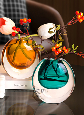 速发轻奢琉璃花瓶摆件客厅插花简约家居餐小饰花瓶玄关装桌品