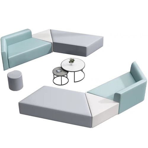 速发创息厅约休闲接待异形靠背家长休意等候大简会客办公沙发茶几 - 图3