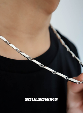 项链男士款钛钢菱形百搭时尚简约风个性小众设计高级感潮流痞帅