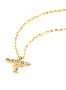 Necklace punk hip hop full diamond machine gun personality c