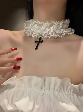 极速奇怪教母 十字架蕾丝项圈女颈带choker脖子配饰锁骨链项链cho