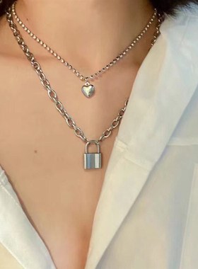 Accessories Love pendant necklace simple multi-element lock