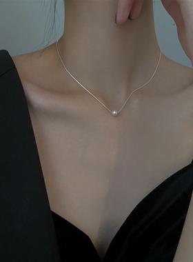925镀银小清新珍珠锁骨项链2020年新款女年轻款吊坠时尚单颗颈链