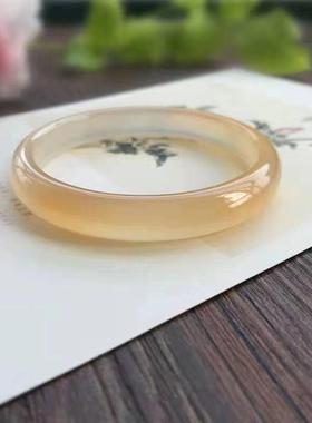 手镯玛瑙天然玉髓条镯子玉镯女冰蜜糖圆冰种高荔枝冻原色色镯款透