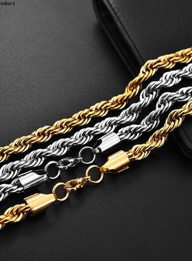 Jiayiqi 2mm7mm Rope Chain Necklace Stainless Steel Never Fa