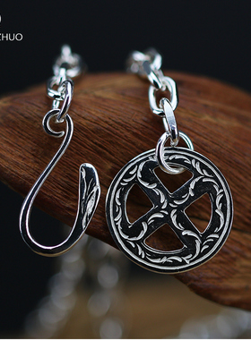 大拙菊地健KEN KIKUCHI 素轮鹰勾平角链项链925纯银细角链太角链