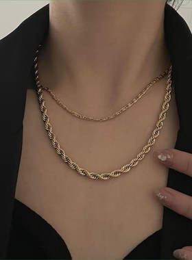 Layer Twist Chain Nelace Prem Cool Clavicle Chain
