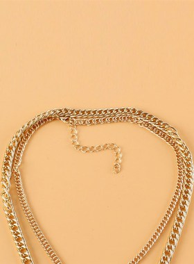 欧美时尚项饰 个性复古合金桃心吊坠多层项链跨境饰品女 17450