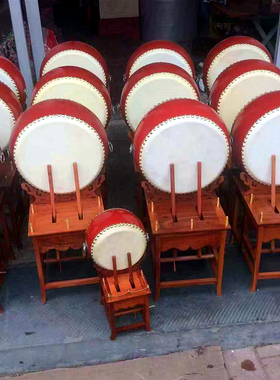 战鼓摆件大号办公室家居风水玄关创意装饰仿古屏风工艺品花梨木雕