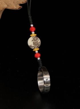 精致钛钢文殊菩萨戒指可转动学生指环男女饰品戒指创意手机链戒指