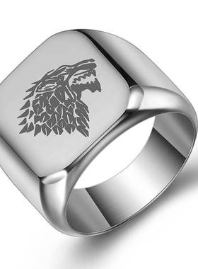 -Personality Retro Punk Laser Wolf Head Stainless Steel Ring