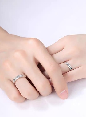 轻奢925纯银莫比乌斯环精致情侣对戒镶钻锆石戒指调节男女银饰
