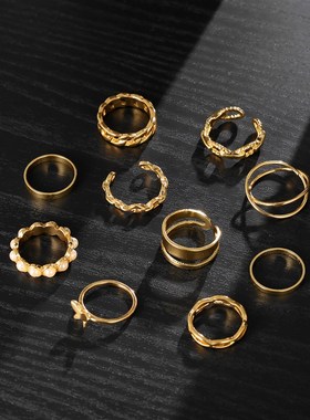 Rings Ring Set Women Gold Metal Jewelry Finger Punk Vintage