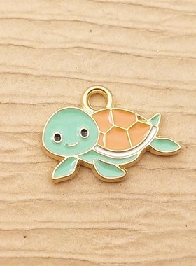 10pcs Enamel Sea Turtle Charm for Jewelry Making Supplies Bu