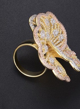 KellyBola Luxury Plant Flower Shape Hollow Rings Cubic Zirco