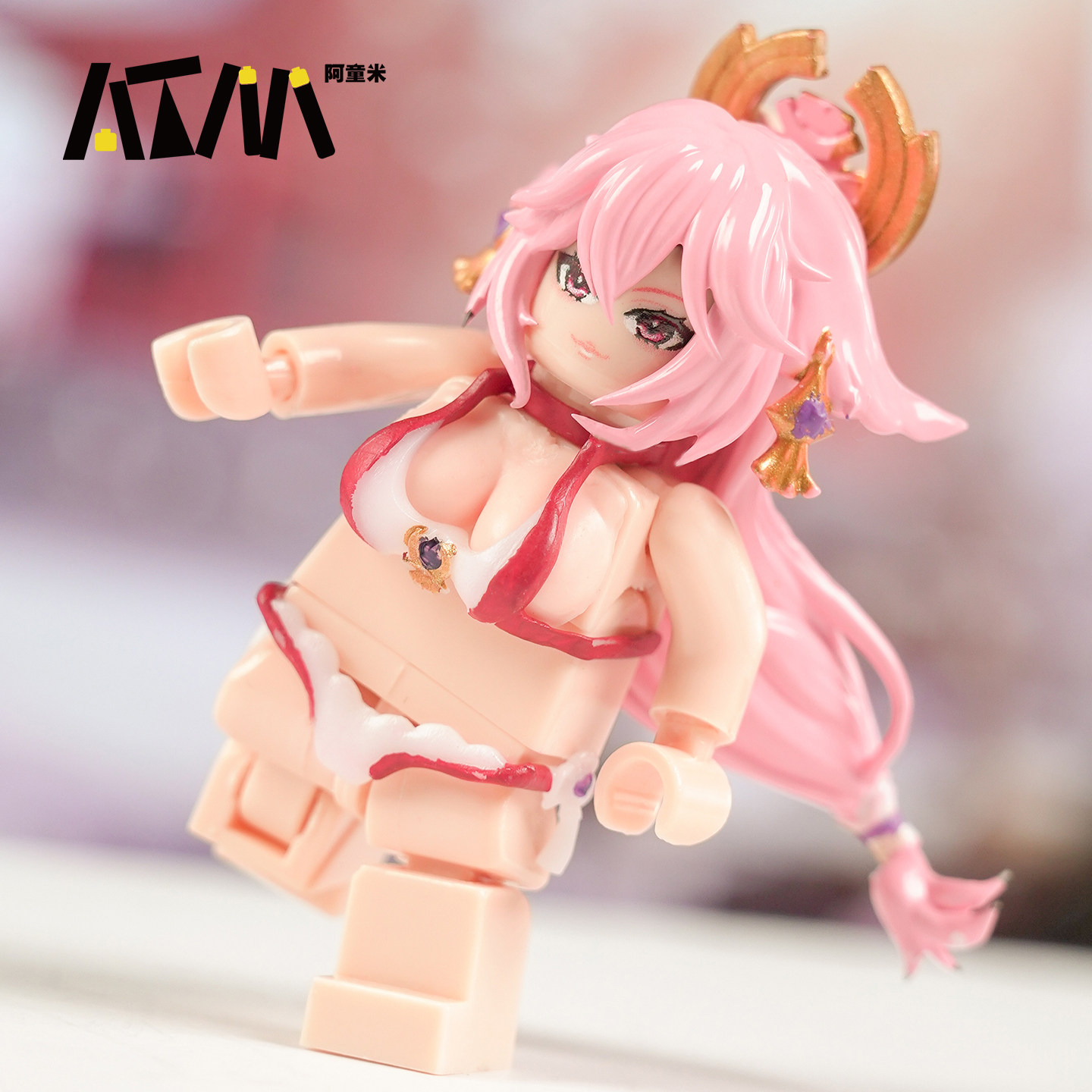 原神八重神子周边美少女动漫乐高人仔泳装人偶积木胖手办玩具模型,淘宝优惠券,粉丝福利购,淘宝优惠卷