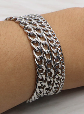 3-7mm Simple Stainless Steel Men Curb Cuban Chain Fashion