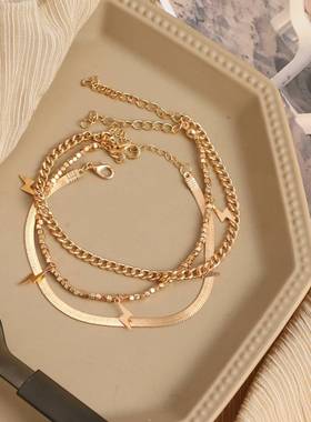 -Korean jewelry industry alloy multi-layer golden anklet per