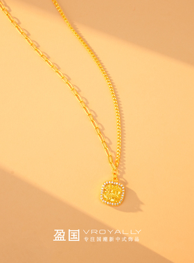 盈国简约气质轻奢感方糖项链