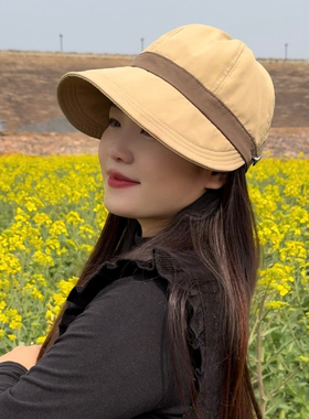 夏款可挂口罩防晒帽女士2026新款可折叠户外时尚宽檐鸭舌帽遮阳帽
