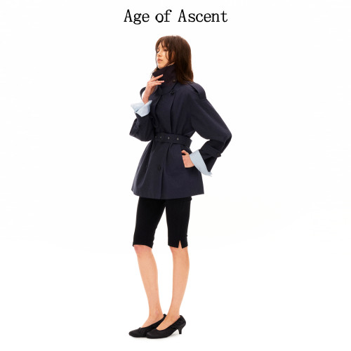 Age of Ascent 匹马棉两件式撞色设计感中长款双排扣风衣 - 图2