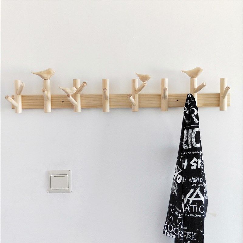 山里人手工木制挂钩小鸟衣架客厅墙壁创意衣M帽钩宾馆卧室玄关壁,淘宝优惠券,粉丝福利购,淘宝优惠卷