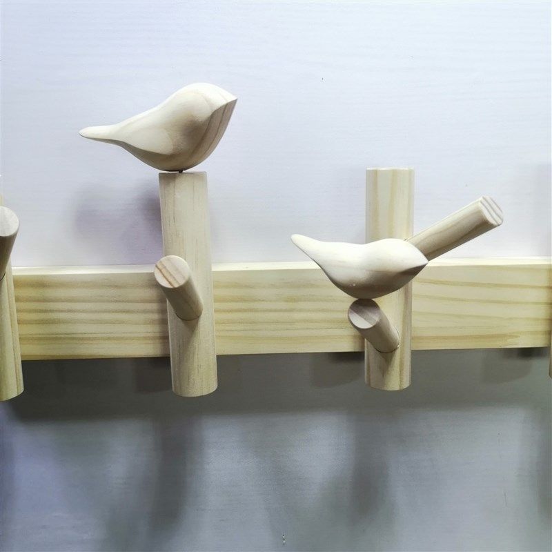 山里人手工木制挂钩小鸟衣架客厅墙壁创意衣M帽钩宾馆卧室玄关壁,淘宝优惠券,粉丝福利购,淘宝优惠卷