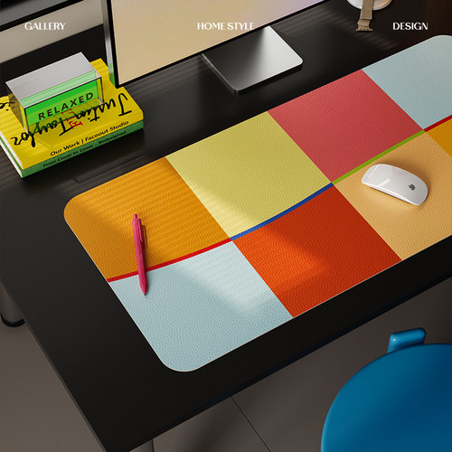 几何浪涌现代简约多巴胺超大鼠标垫办公室电竞房桌面机械键盘垫子 - 图0