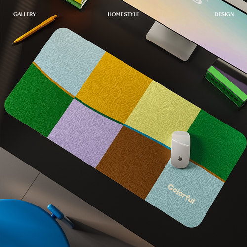 几何浪涌现代简约多巴胺超大鼠标垫办公室电竞房桌面机械键盘垫子 - 图1