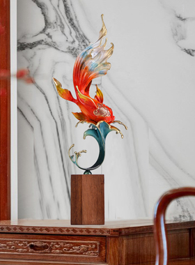 极速如鱼得水纯铜摆件玄关入户客厅酒柜办公室桌面装饰品乔迁开业