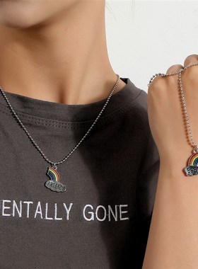 Alloy lock Diamond Pendant one-word buckle Necklace neckchai