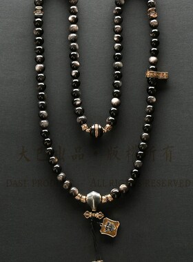 【超级本命年银曜石】天然银曜石手串佛珠本命年黑金手链男女情侣