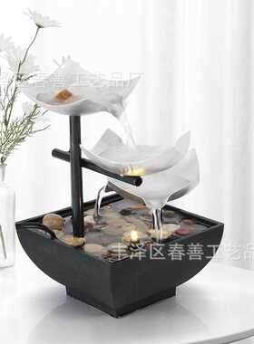 极速程序员桌面流水摆件高山治愈心情办公室茶台清新装饰开业送礼