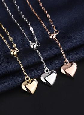 项链爱心女锁骨链小众设计吊坠感新款高级轻奢2023气质心形抽拉网