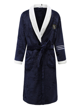 Autumn/Winter Men Nightgown Kimono Bathrobe Gown Coral Fleec